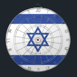 State of Israel Flag, Star of David Judaism Jewish Dartboard<br><div class="desc">The Israeli flag, a symbol of hope and resilience, has a rich history intertwined with the Zionist movement. Its roots trace back to 1891 when Jacob Baruch Askowith and his son Charles designed the "Flag of Judah." This early flag, with its blue and white stripes and a Star of David,...</div>
