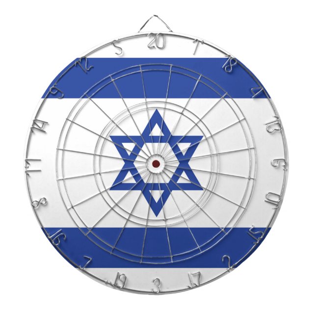 State of Israel Flag, Star of David Judaism Jewish Dartboard (Front)