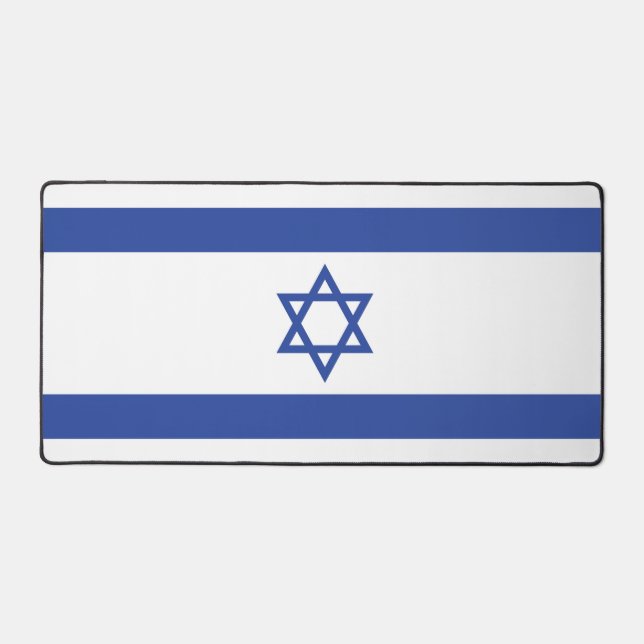 State of Israel Flag, Star of David Judaism Jewish Desk Mat (Front)