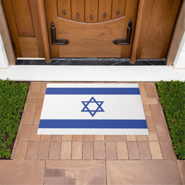 State of Israel Flag, Star of David Judaism Jewish Doormat (Outdoor)