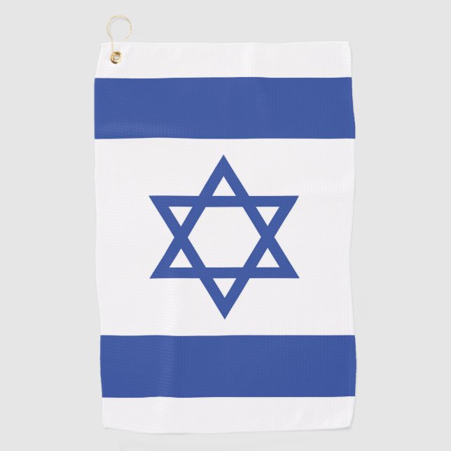 State of Israel Flag, Star of David Judaism Jewish Golf Towel (Front)
