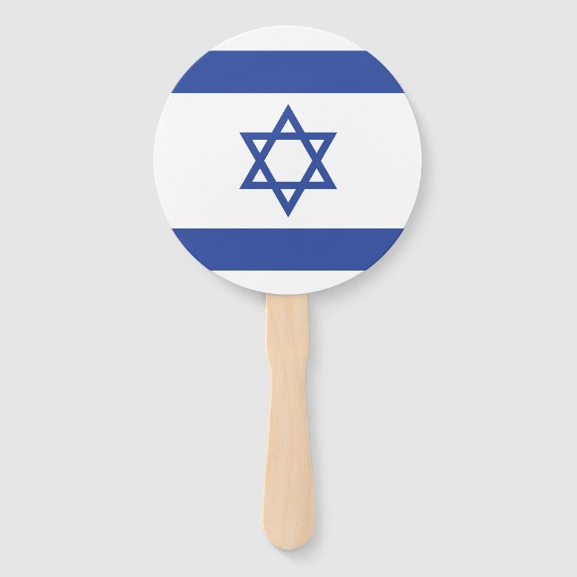 State of Israel Flag, Star of David Judaism Jewish Hand Fan (Front)