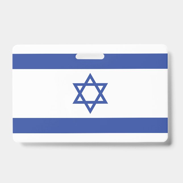 State of Israel Flag, Star of David Judaism Jewish ID Badge (Front)