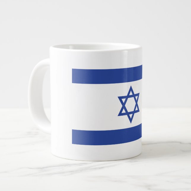 State of Israel Flag, Star of David Judaism Jewish Large Coffee Mug (Front Left)
