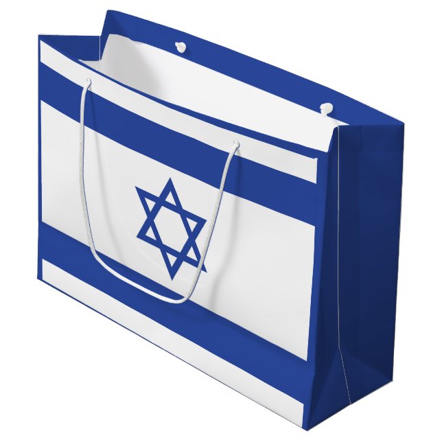 State of Israel Flag, Star of David Judaism Jewish Large Gift Bag (Front Angled)
