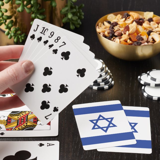 State of Israel Flag, Star of David Judaism Jewish Playing Cards (In Situ)