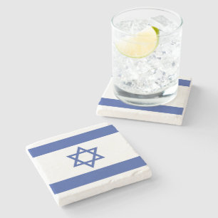 State of Israel Flag, Star of David Judaism Jewish Stone Coaster