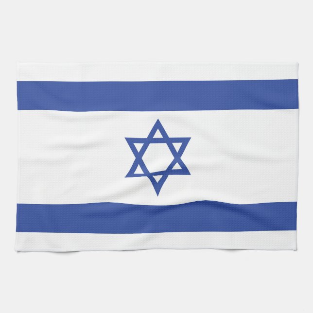 State of Israel Flag, Star of David Judaism Jewish Tea Towel (Horizontal)