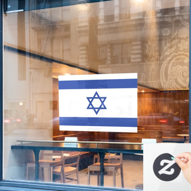 State of Israel Flag, Star of David Judaism Jewish Window Cling (Cafe Window)