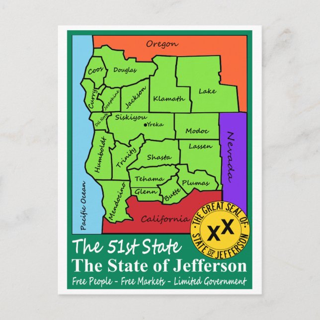 State of Jefferson Postcard (Front)