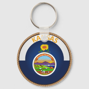 State of Kansas Flag Seal Key Ring