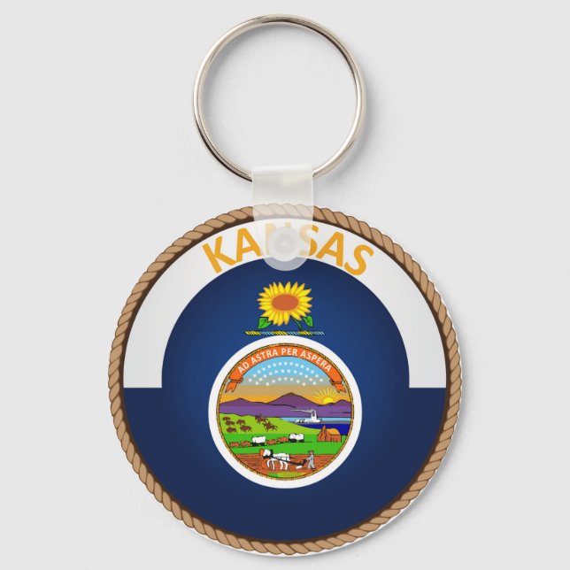 State of Kansas Flag Seal Key Ring (Front)