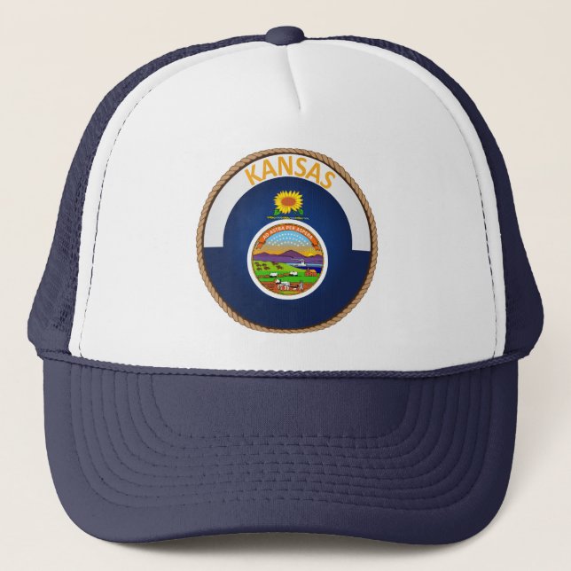 State of Kansas Flag Seal Trucker Hat (Front)