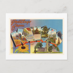 State of Kansas KS Old Vintage Travel Souvenir Postcard