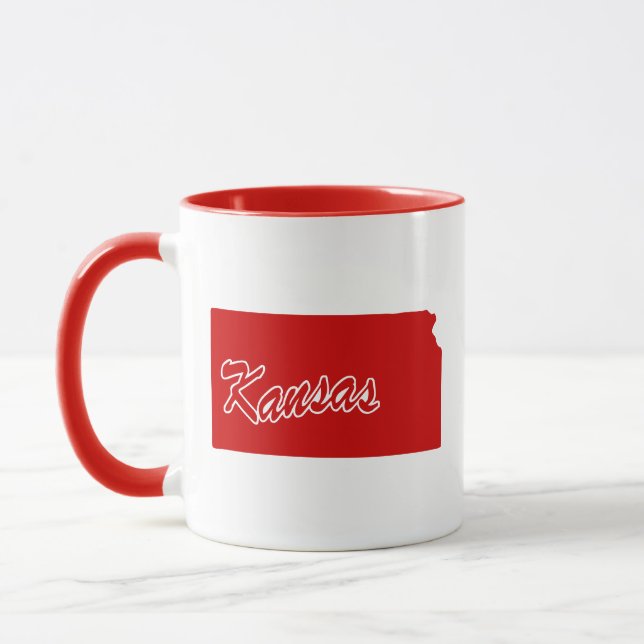 State Of Kansas Shape Red Mug (Left)