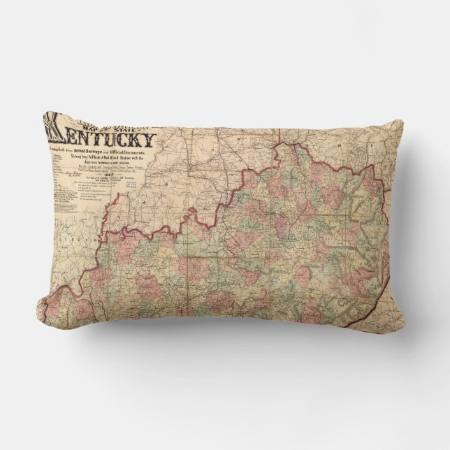 State of Kentucky Map by James Lloyd (1862) Lumbar Cushion (Front)