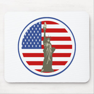 State of Liberty In USA Flag Mouse Mat