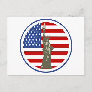 State of Liberty In USA Flag Postcard