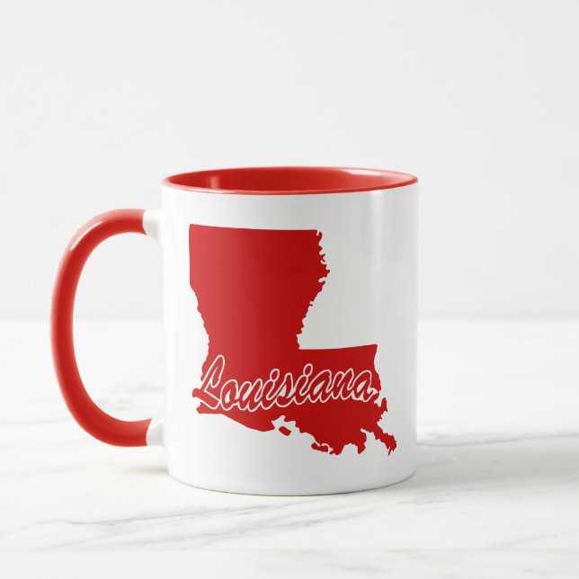 State Of Louisiana Shape Red Mug (Left)