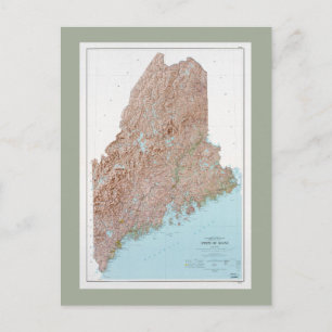 State of Maine Map (1977) Postcard