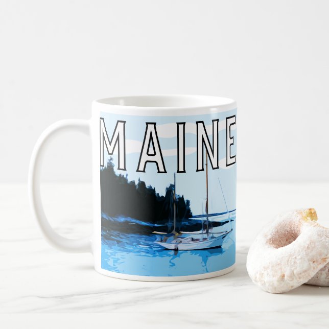State of Maine theme coffee mug (With Donut)