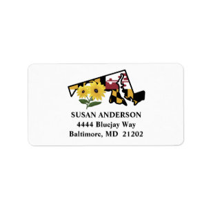 State of Maryland Flag and Flower Black Eyed Susan Label