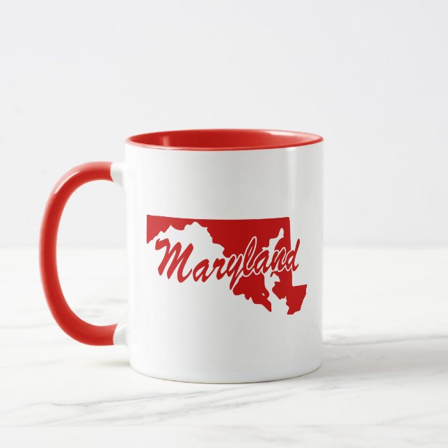 State Of Maryland Shape Red Mug (Left)