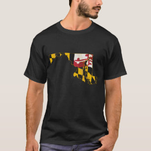 State of Maryland with Maryland flag embedded T-Shirt
