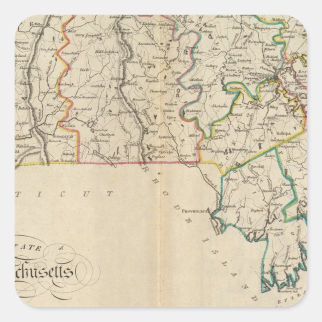 State of Massachusetts 3 Square Sticker (Front)