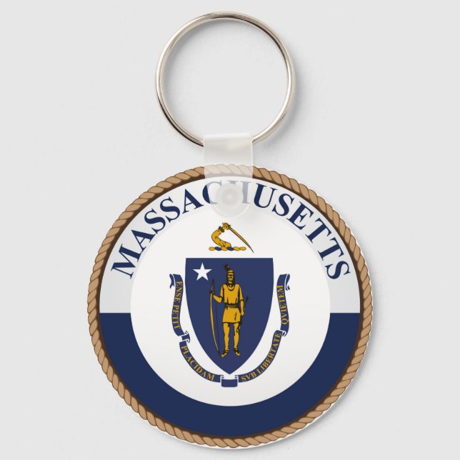 State of Massachusetts Flag Seal Key Ring (Front)