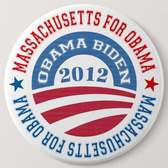 State Of Massachusetts For Obama-Obama Biden 2012 6 Cm Round Badge (Front)