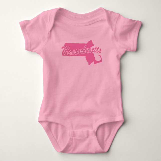 State Of Massachusetts Shape Baby Bodysuit (Front)