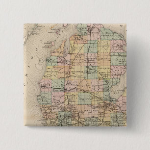State of Michigan Atlas Map 15 Cm Square Badge