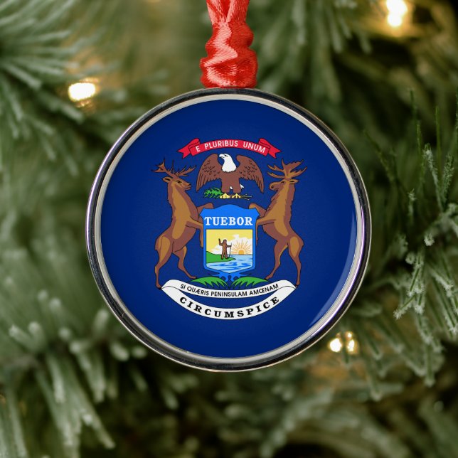 State of Michigan Flag Ceramic Ornament (Tree)