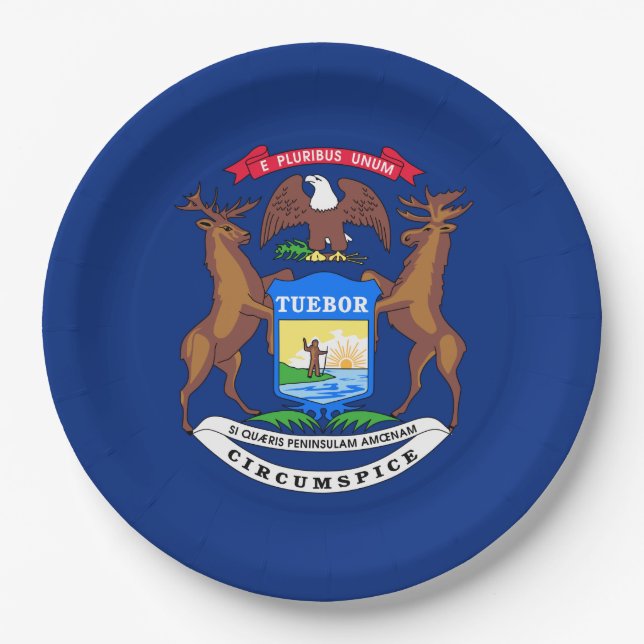 State of Michigan Flag Paper Plate (Front)