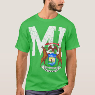 State Of Michigan Flag Retro Distressed T-Shirt