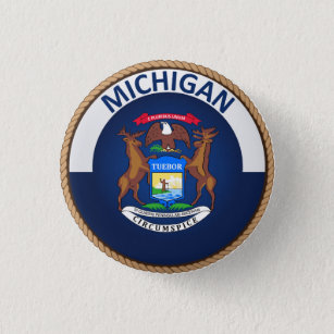 State of Michigan Flag Seal Button