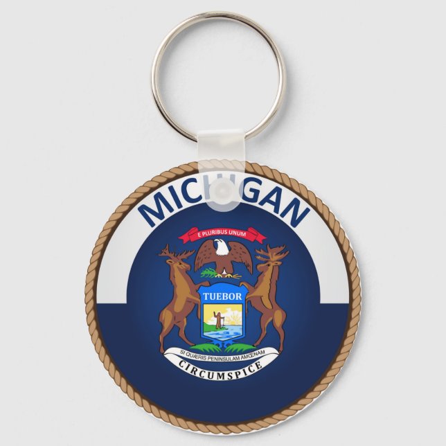 State of Michigan Flag Seal Key Ring (Front)