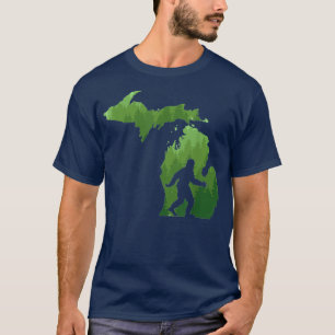 State of Michigan Map Bigfoot Funny Sasquatch Gift T-Shirt