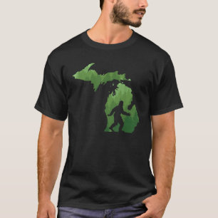 State of Michigan Map Bigfoot Shirt Funny Sasquatc