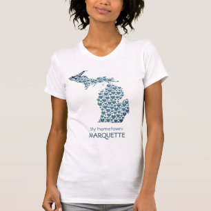 State of Michigan Silhouette Hearts & Hometown T-Shirt