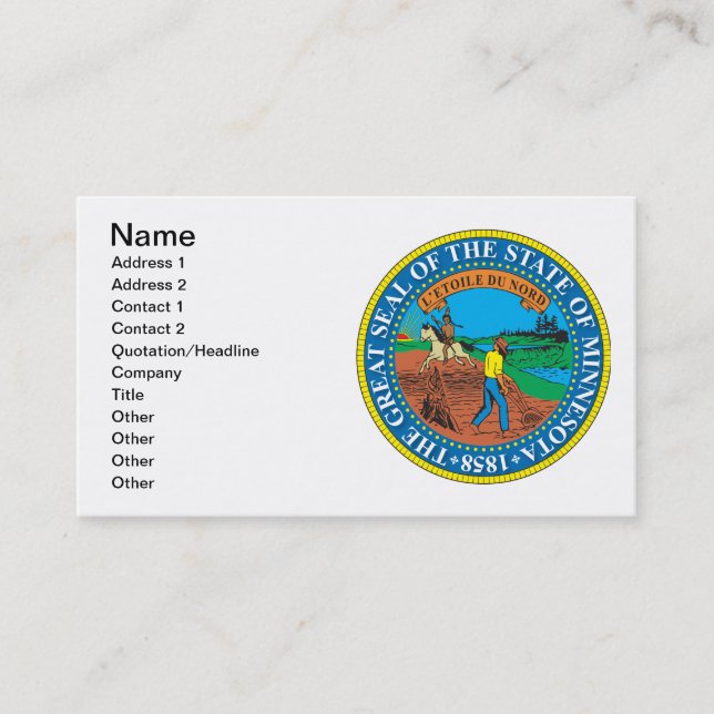 State of Minnesota great seal Business Card (Front)