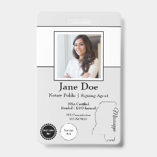 State of Mississippi Notary Public Badge QR Code ID Badge