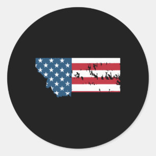State Of Montana Patriotic Usa Flag For Classic Round Sticker