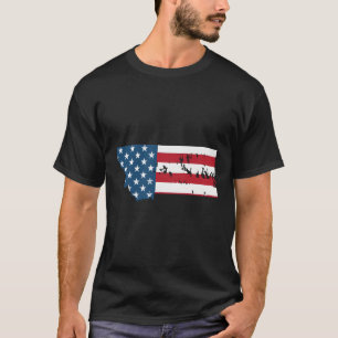State Of Montana Patriotic Usa Flag For T-Shirt