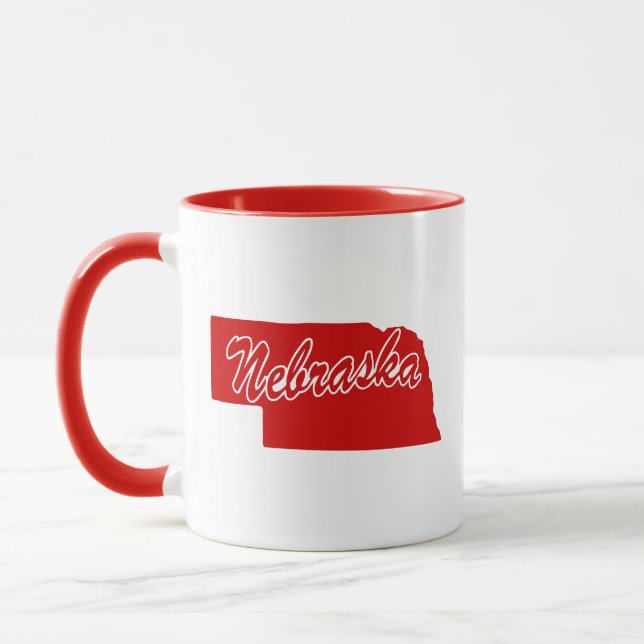 State Of Nebraska Shape Red Mug (Left)