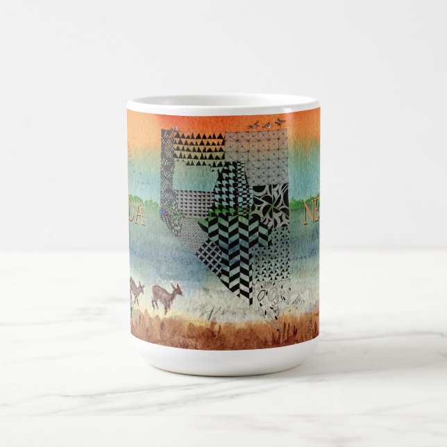 State of Nevada Map Desert Painting Mug (Center)