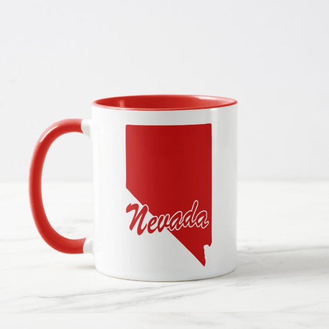 State Of Nevada Shape Red Mug (Left)