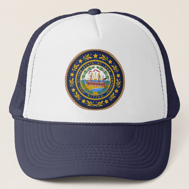 State of New Hampshire Flag Seal Trucker Hat (Front)