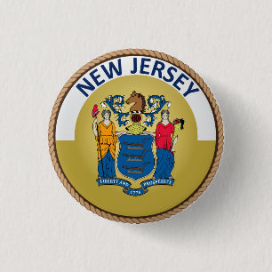 State of New Jersey Flag Seal Button